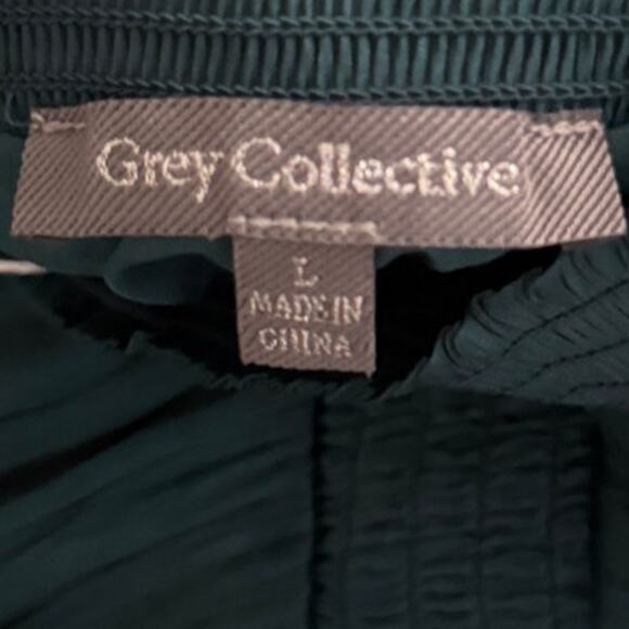 GREY COLLECTIVE NWT Hi-Neck Ruffle Sleeve Smocked Tiered Maxi Dress L TEAL - Picture 4 of 11